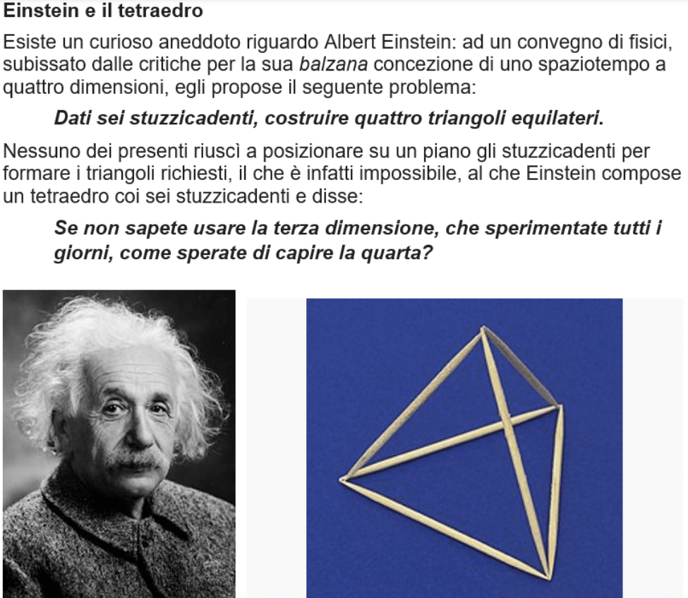 Immagine tratta da un post su Facebook che parla di un presunto indovinello posto da Einstein ad altri scienziati.