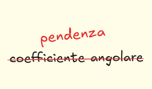 Le parole "coefficiente angolare" corrette in rosso con la parola "pendenza"